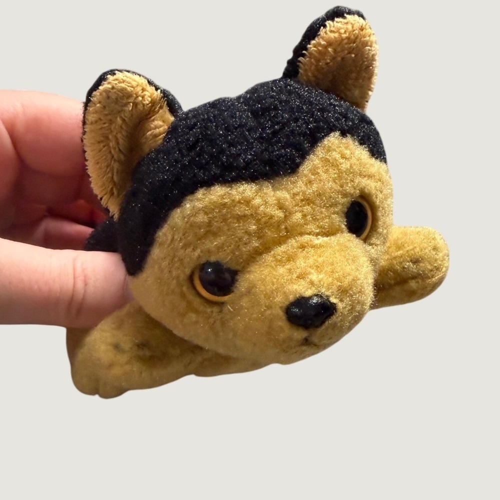 Russ German Shepherd Plush Small Dog Bean Bag Toy Tan Black Vintage Style